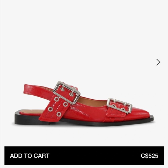 GANNI Feminine Buckle Slingback Ballerinas in Red - Picture 3 of 3